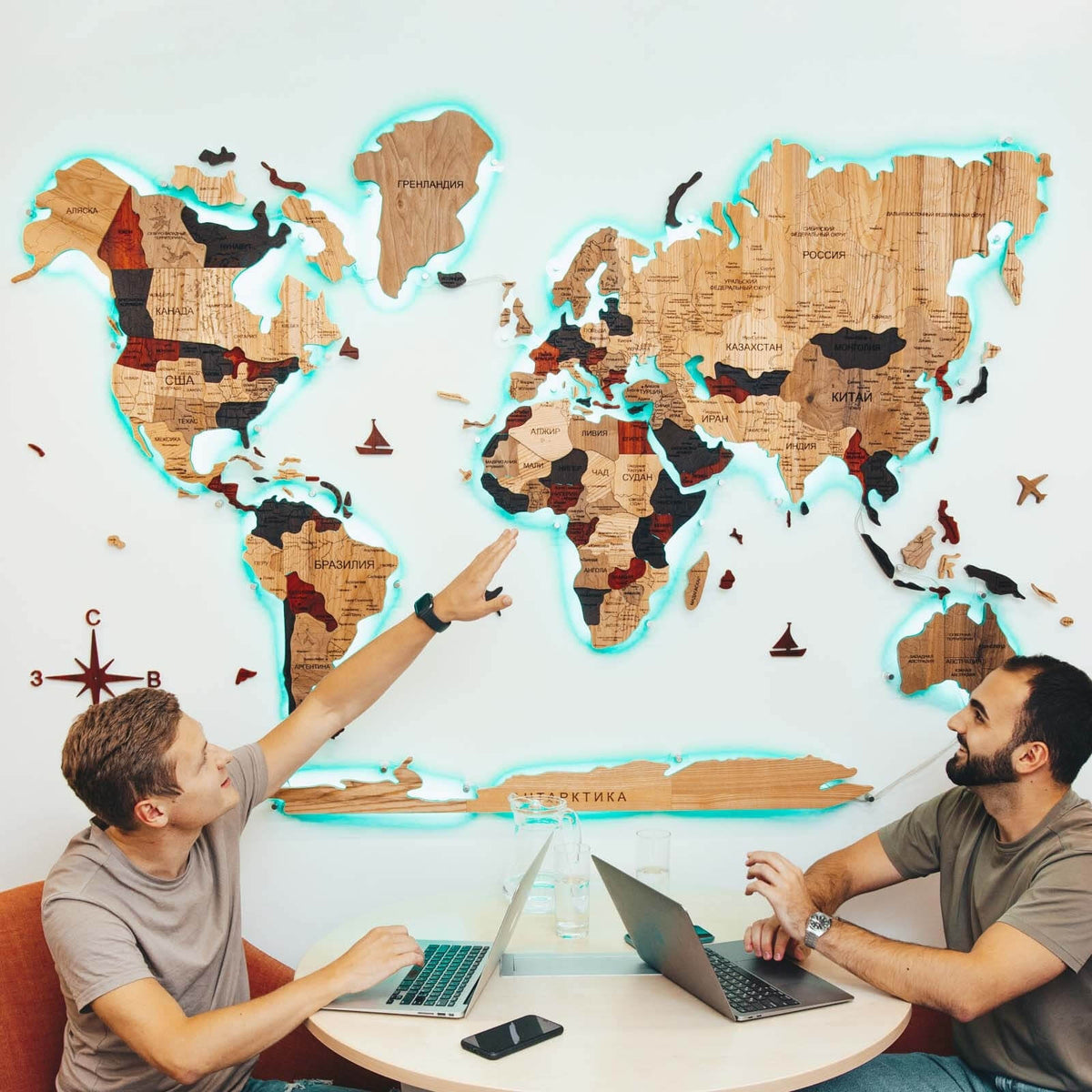 3D Solid Wooden World Map, photo 3 of 21