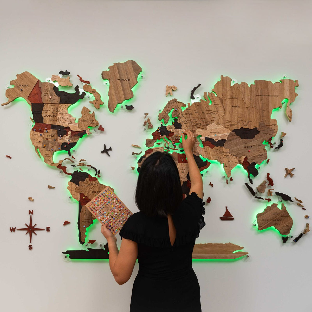 3D Solid Wooden World Map, photo 5 of 21