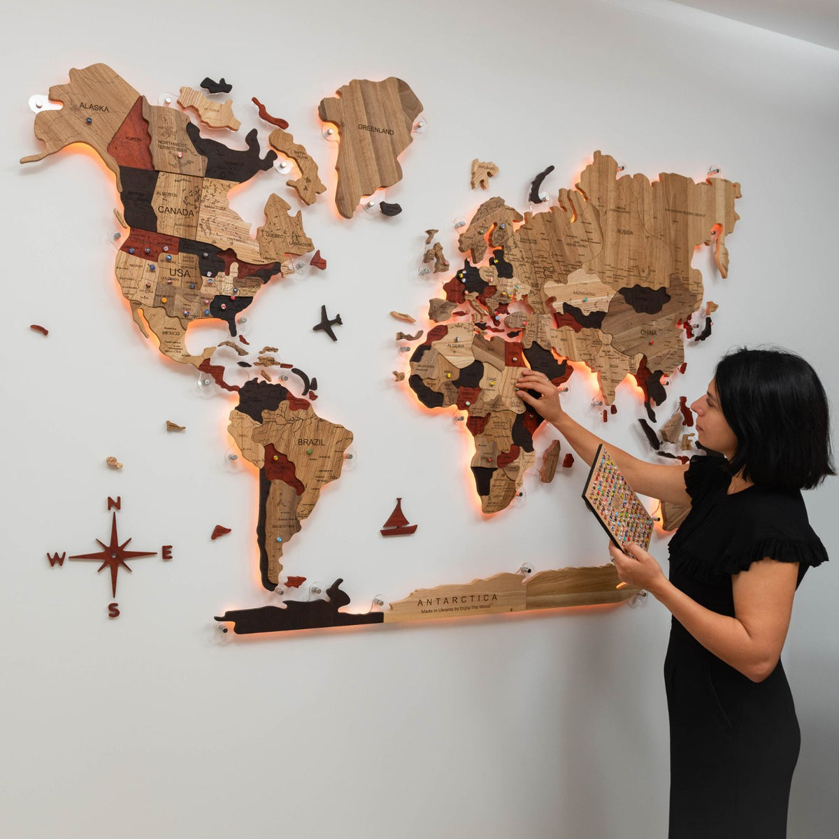 3D Solid Wooden World Map, photo 7 of 21