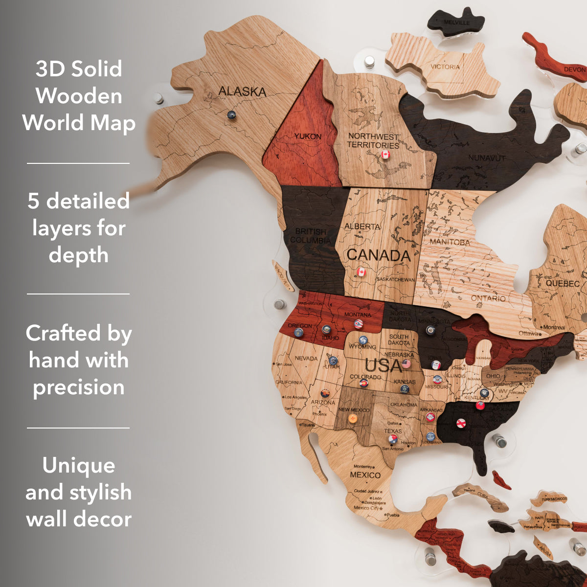 3D Solid Wooden World Map, photo 18 of 21