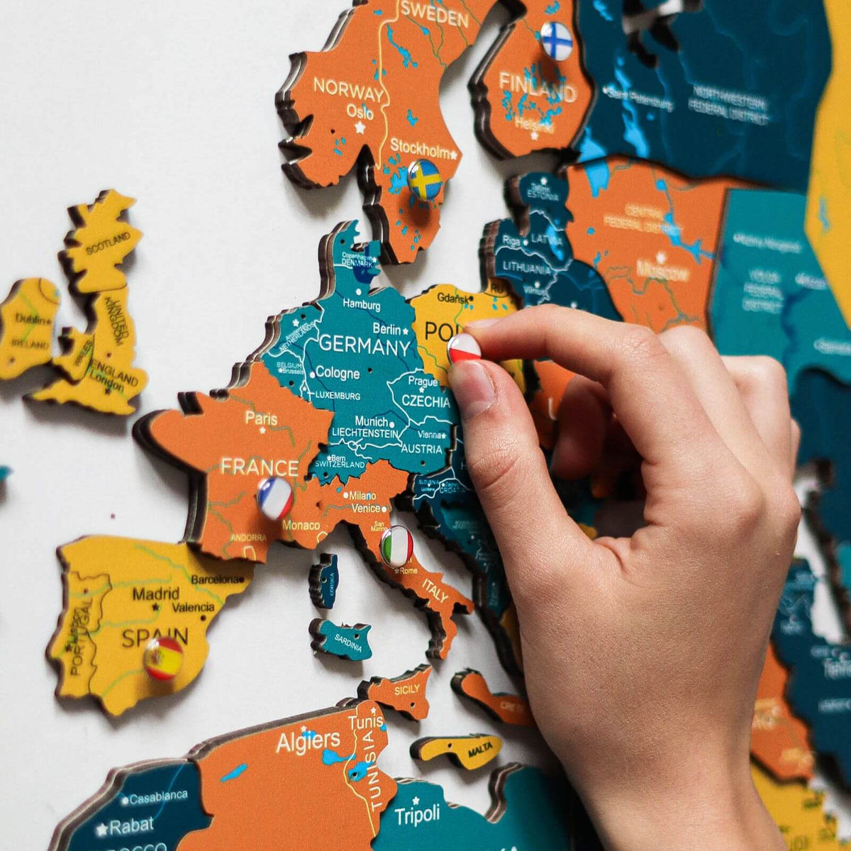 3D Luminous Colored Wooden World Map Indie, photo 2 of 9