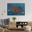 3D Wooden USA Map on Board Dark Walnut by Enjoy The Wood
