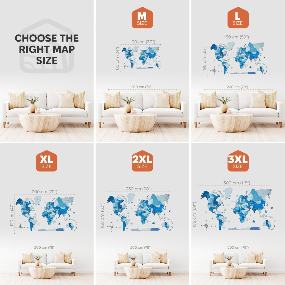 3D Wooden World Map Azure, photo 8 of 13