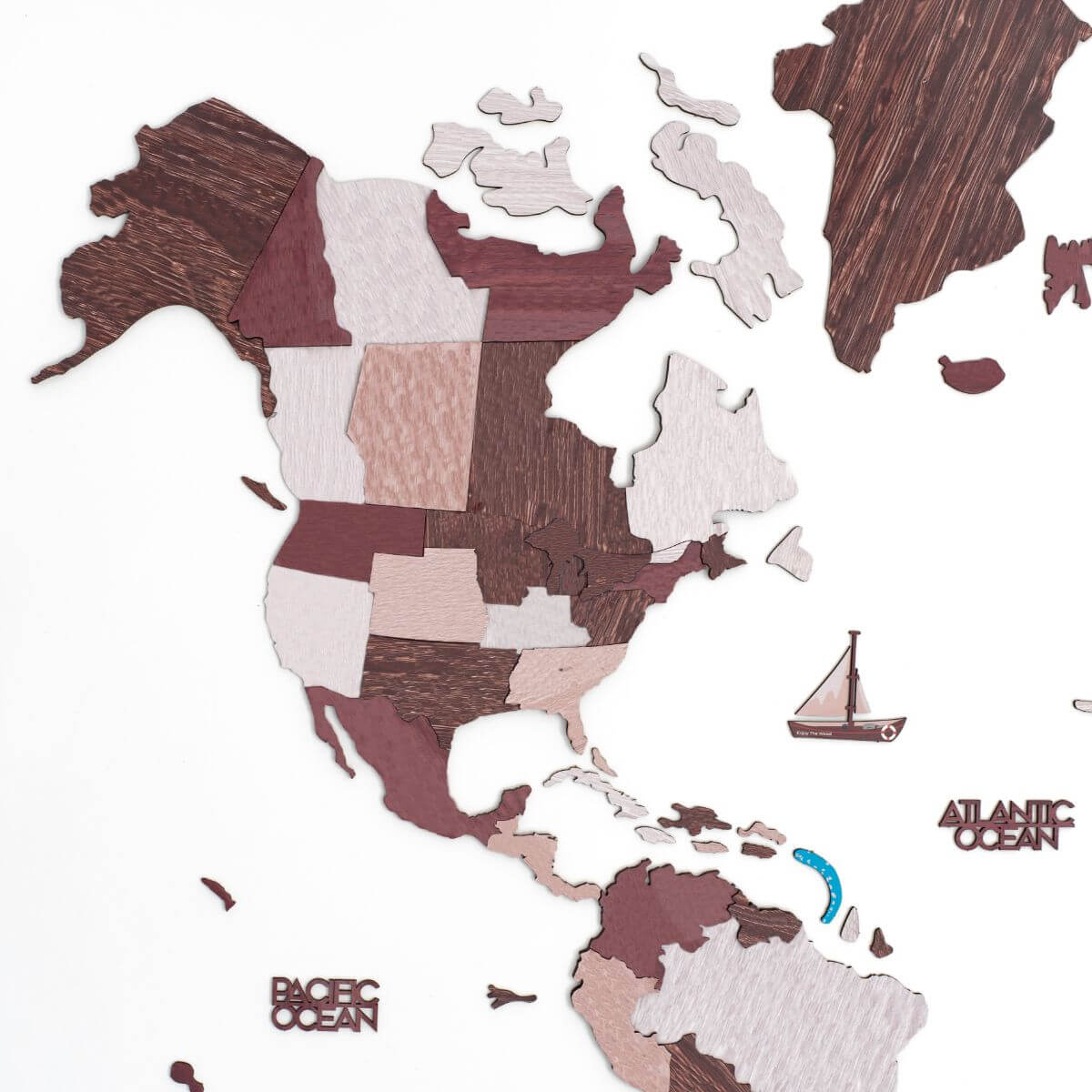 3D Wooden World Map Cappuccino, photo 4 of 16
