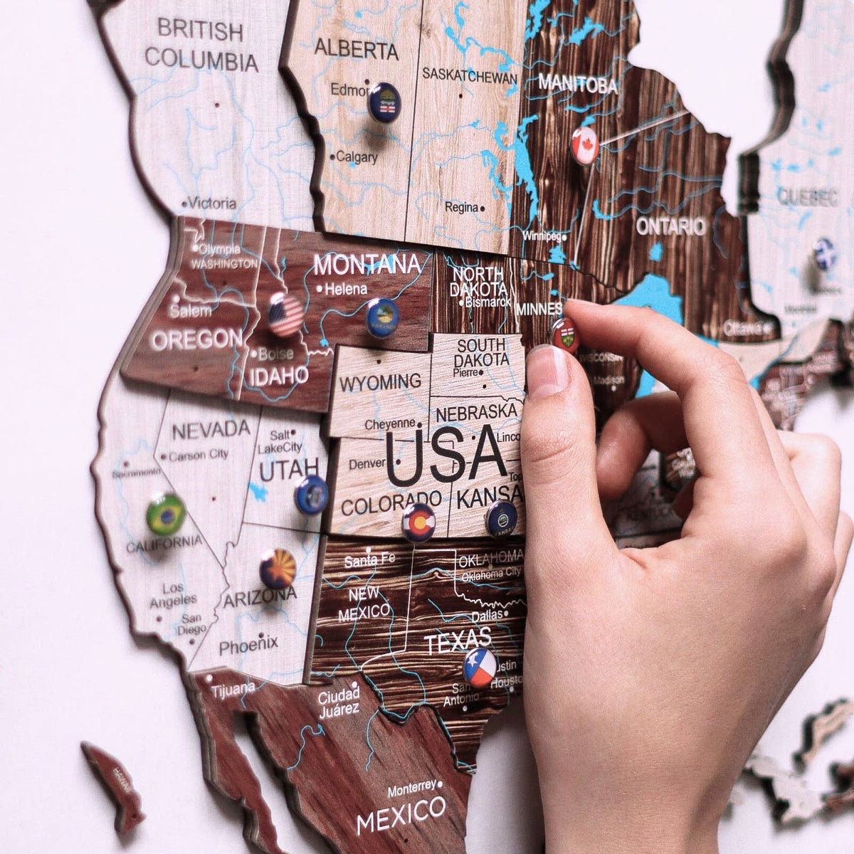 3D Wooden World Map Cappuccino, photo 5 of 16