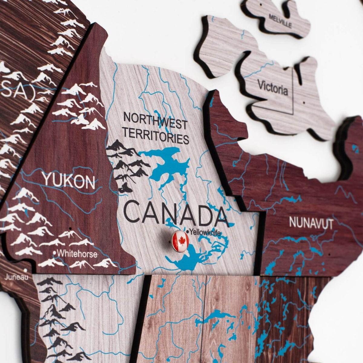 3D Wooden World Map Cappuccino, photo 2 of 16