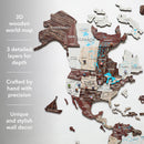 3D Wooden World Map Cappuccino by Enjoy The Wood