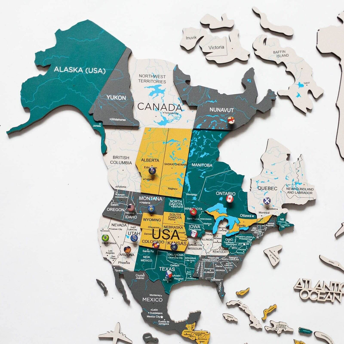 3D Wooden World Map Country, photo 4 of 15