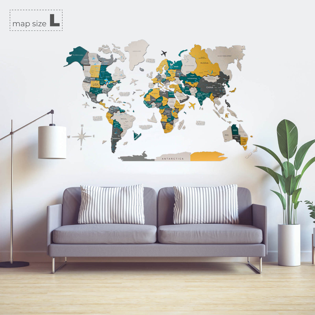 3D Wooden World Map Country, photo 5 of 15