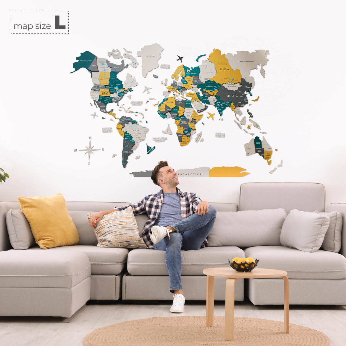 3D Wooden World Map Country, photo 7 of 15