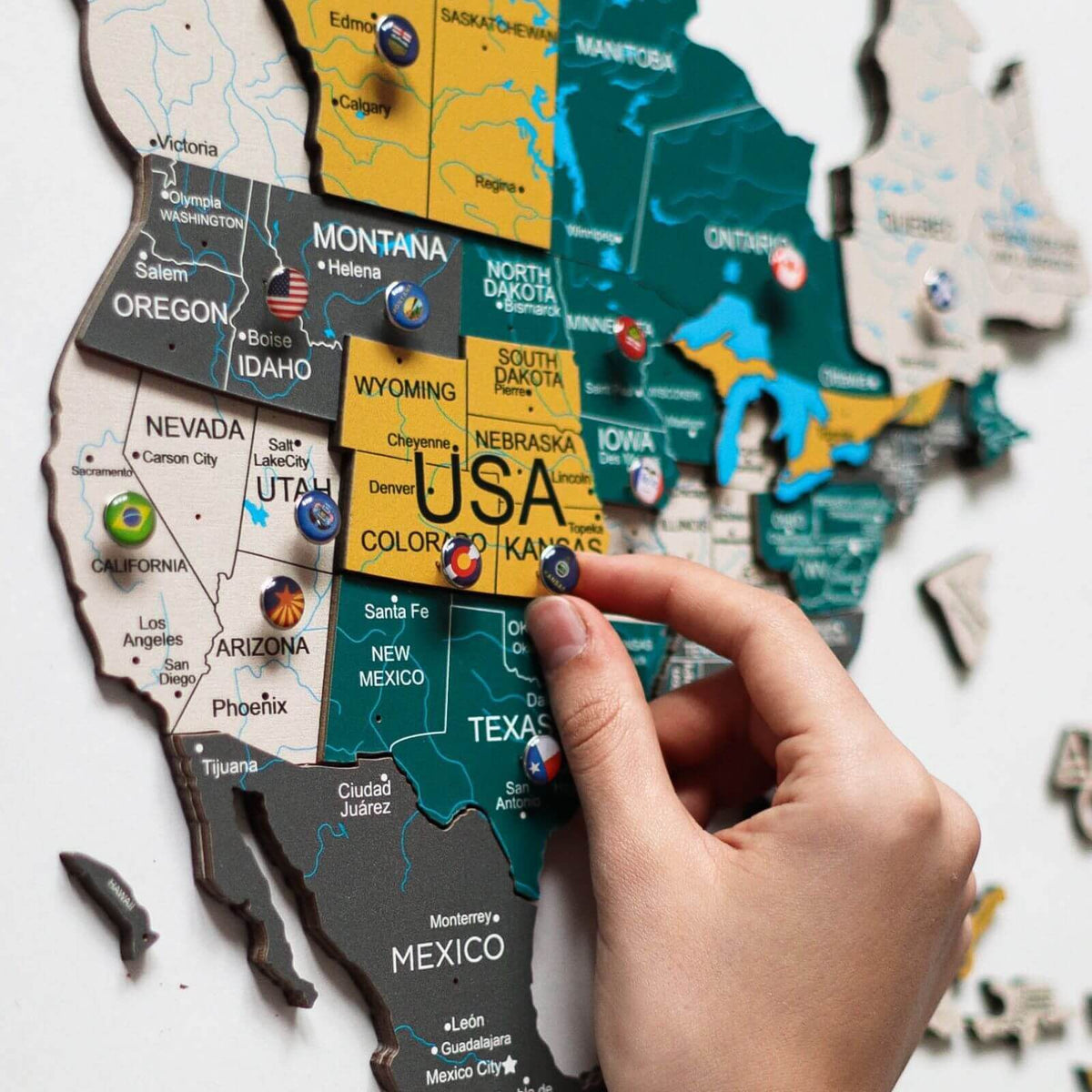 3D Wooden World Map Country, photo 8 of 15