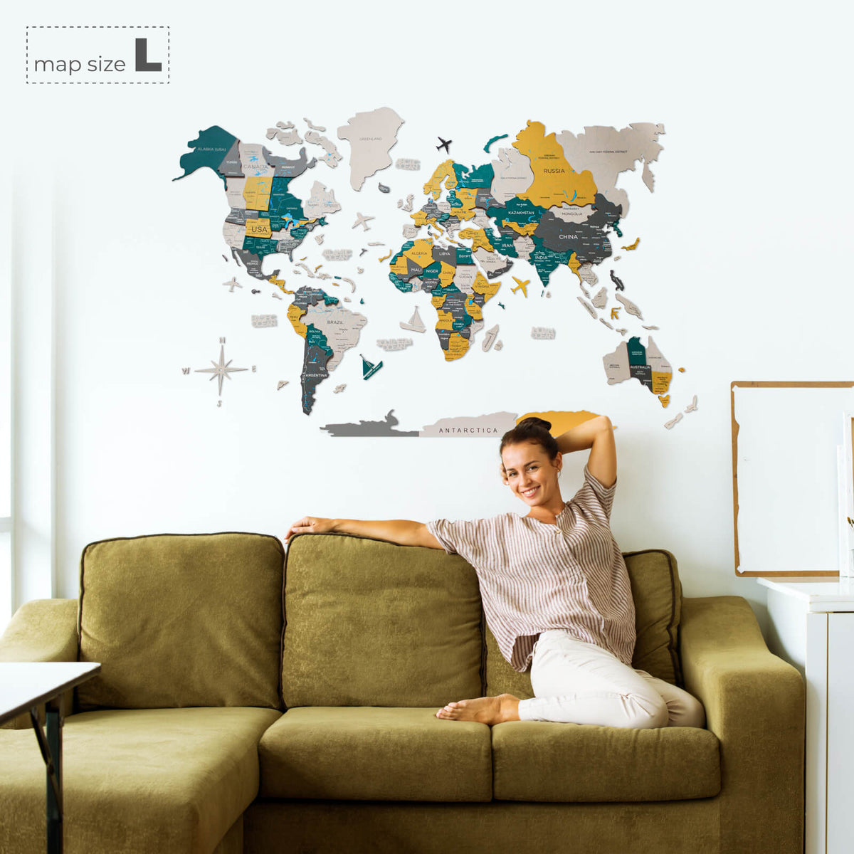 3D Wooden World Map Country, photo 9 of 15