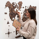 3D Wooden World Map Dark Walnut by Enjoy The Wood