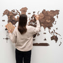 3D Wooden World Map Dark Walnut by Enjoy The Wood