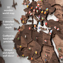 3D Wooden World Map Dark Walnut by Enjoy The Wood