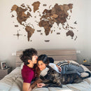 3D Wooden World Map Dark Walnut by Enjoy The Wood