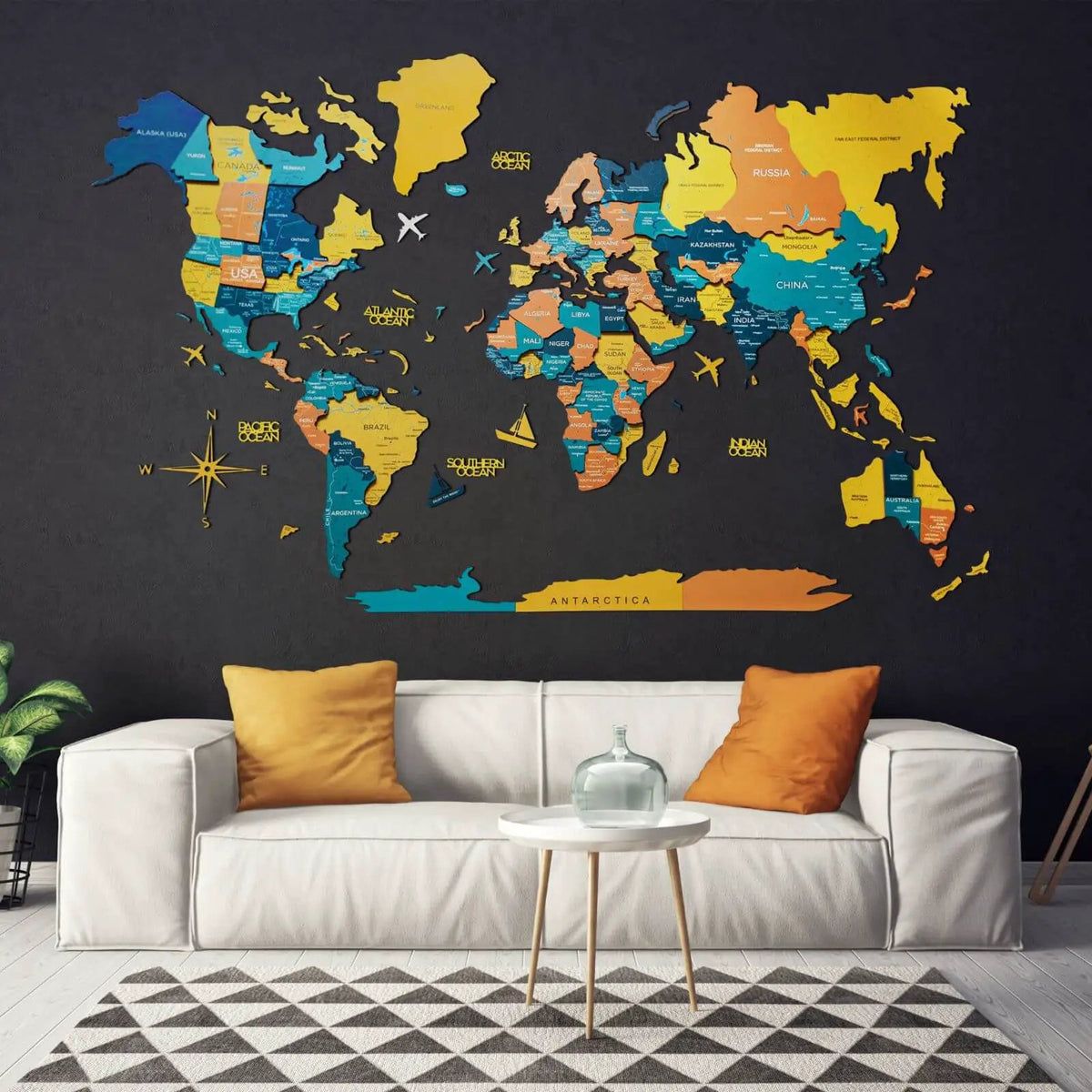 3D Wooden World Map Indie, photo 8 of 15