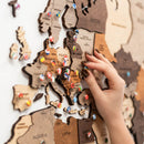 3D Wooden World Map Multicolor by Enjoy The Wood