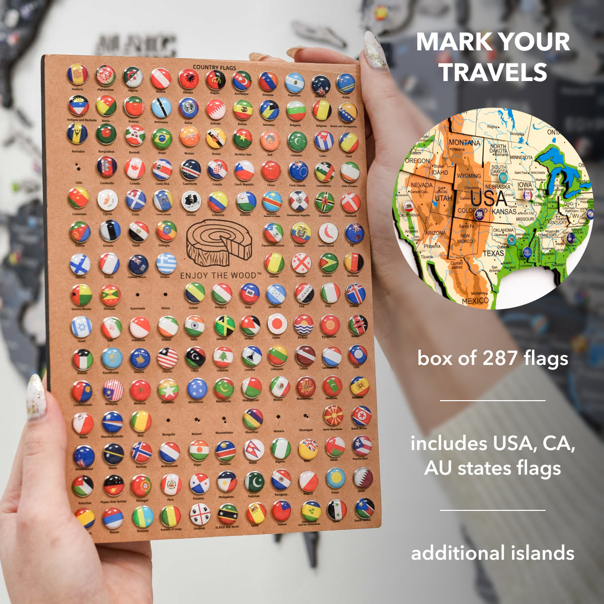 3D Wooden World Map Physical, photo 16 of 17