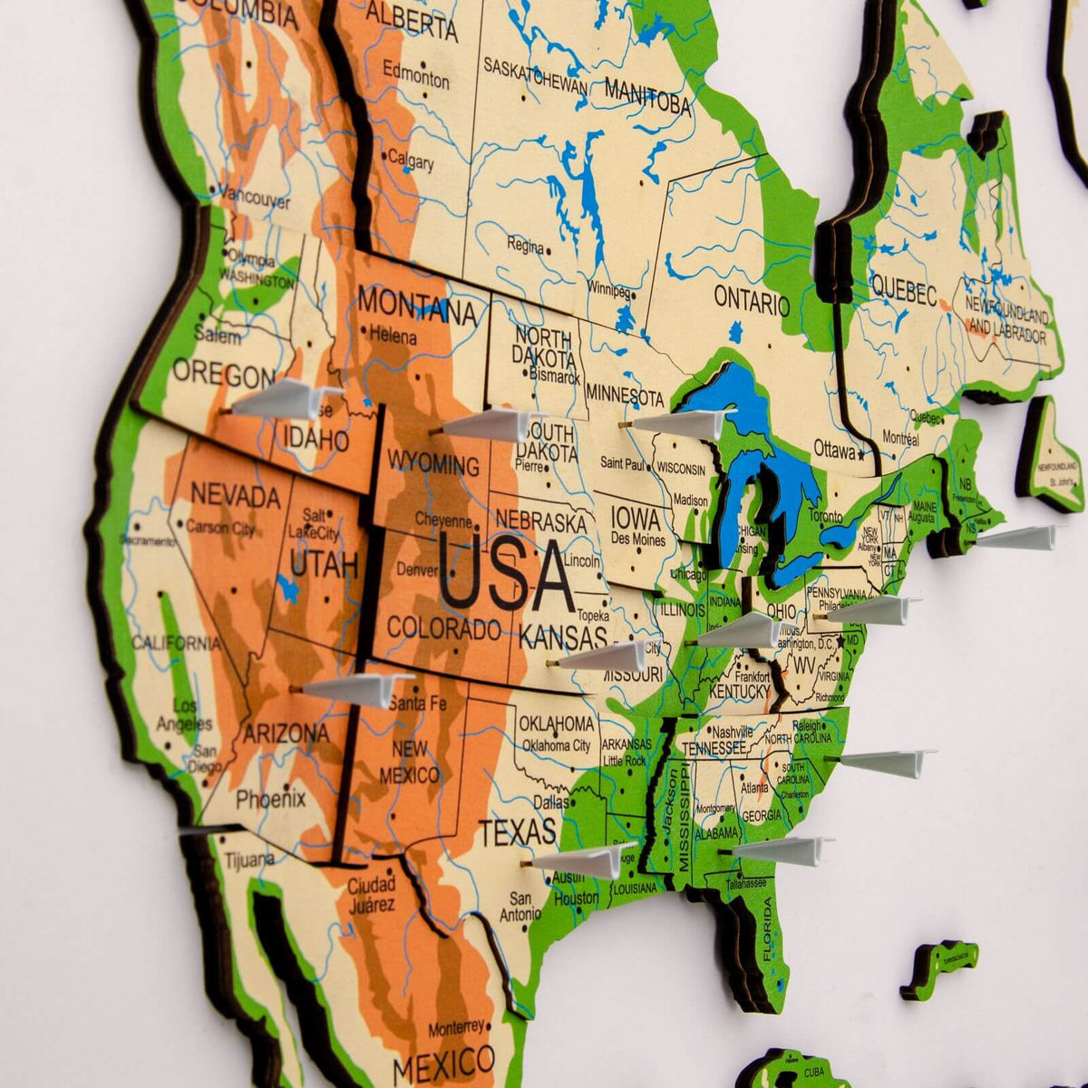 3D Wooden World Map Physical, photo 6 of 17