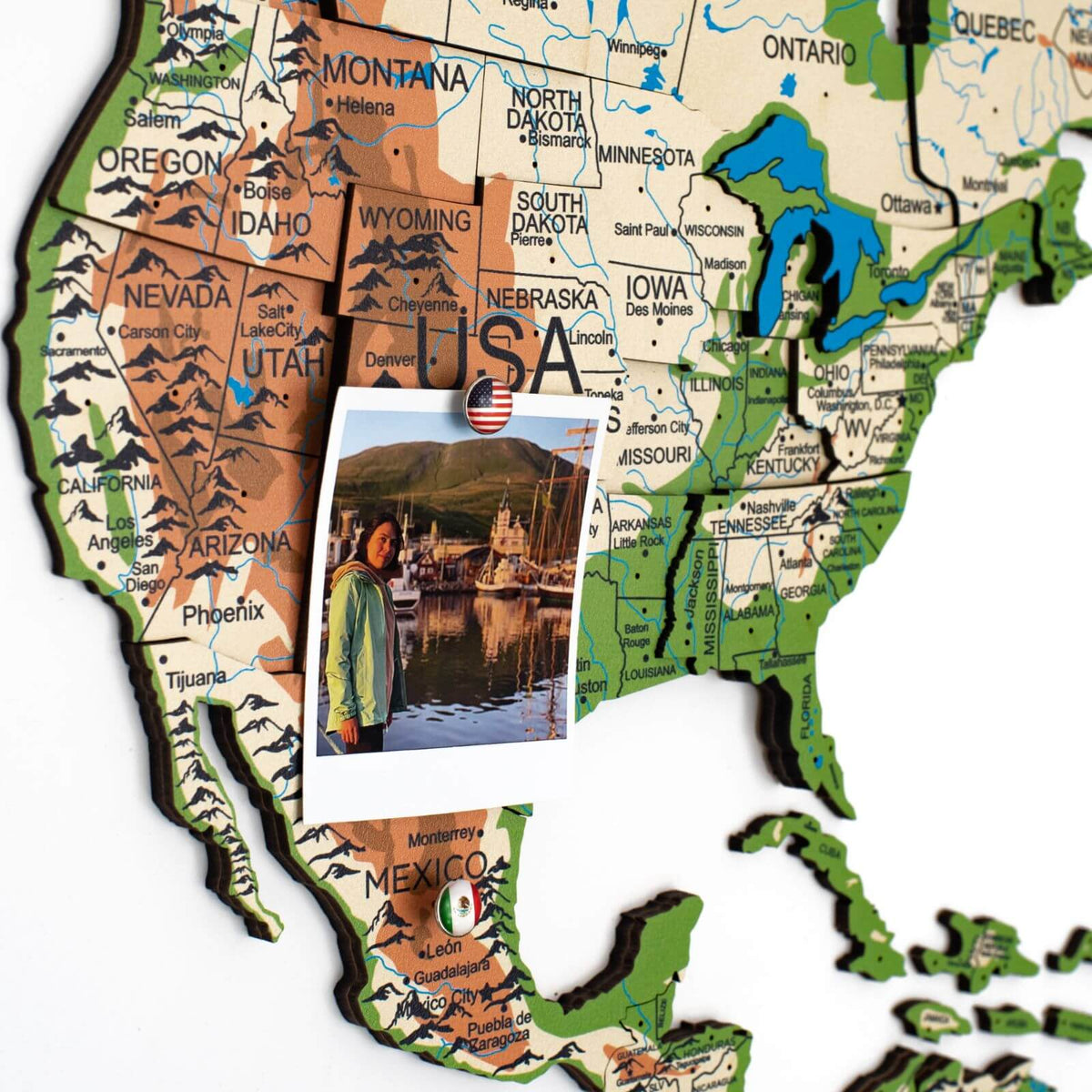 3D Wooden World Map Physical, photo 8 of 17