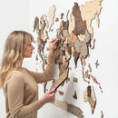 3D Wooden World Map Smokey by Enjoy The Wood