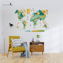 3D Wooden World Map Surface