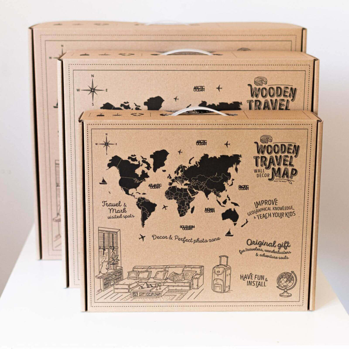3D Wooden World Map Volcano, photo 14 of 14