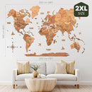 3D Wooden World Map Oak