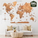 3D Wooden World Map Oak