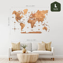 3D Wooden World Map Oak