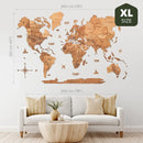 3D Wooden World Map Oak
