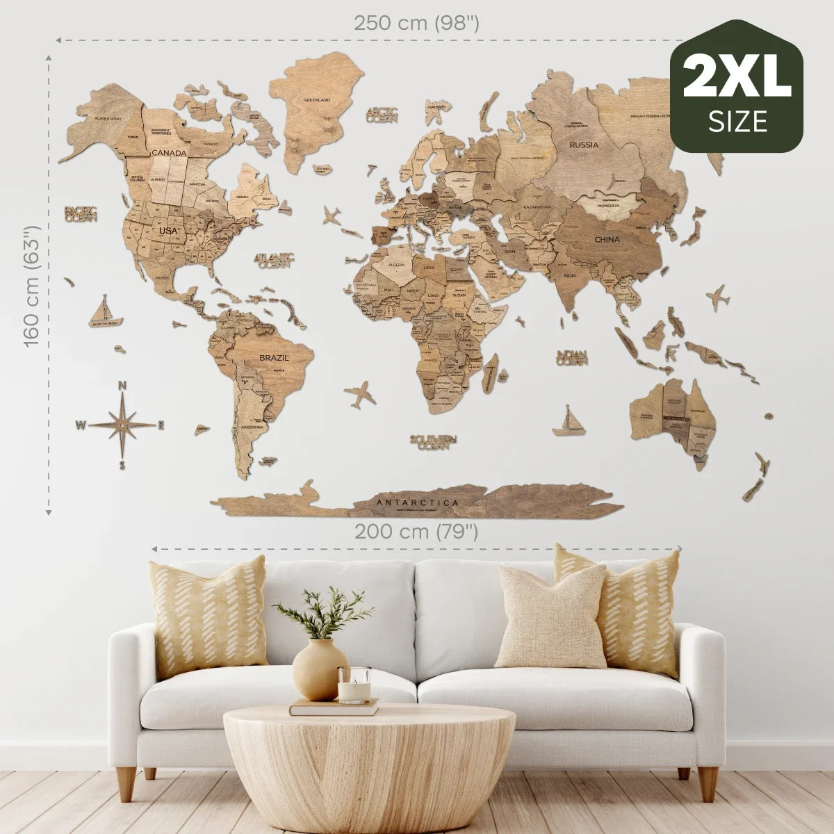 3D Wooden World Map Terra, photo 20 of 22