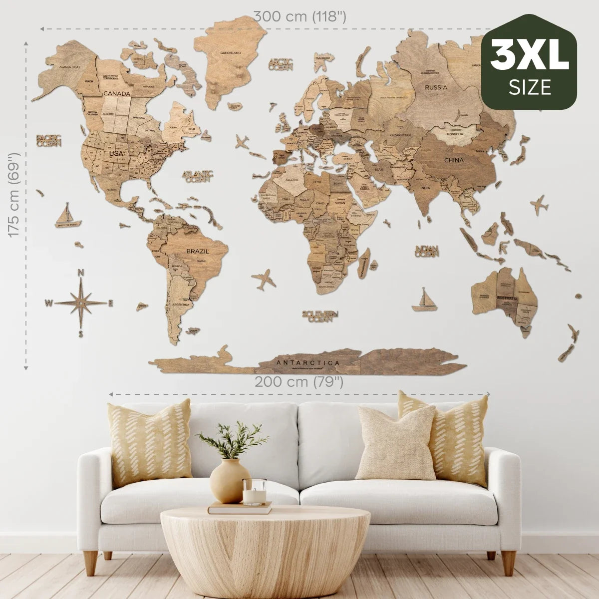 3D Wooden World Map Terra, photo 21 of 22