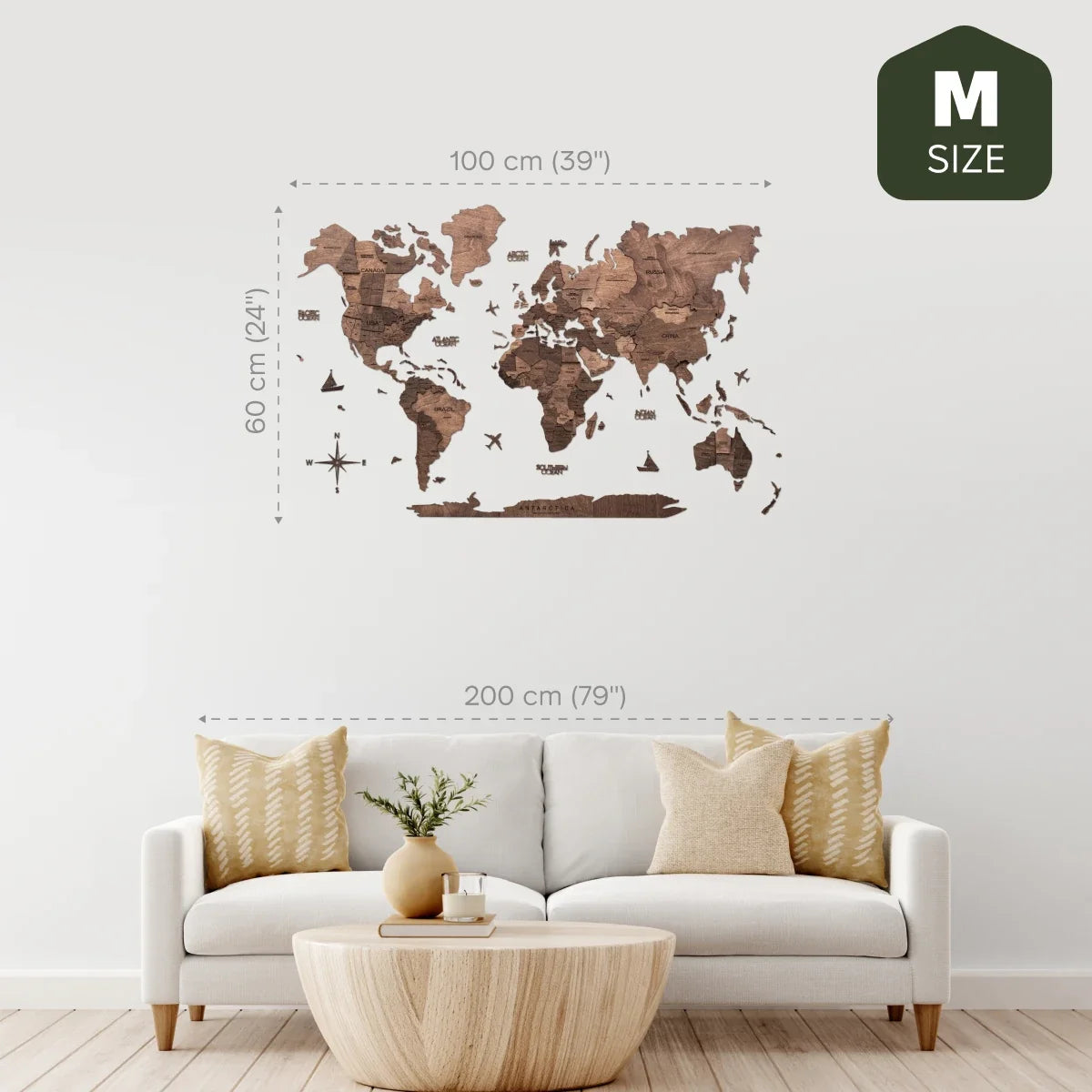 3D Wooden World Map Dark Walnut, photo 17 of 22