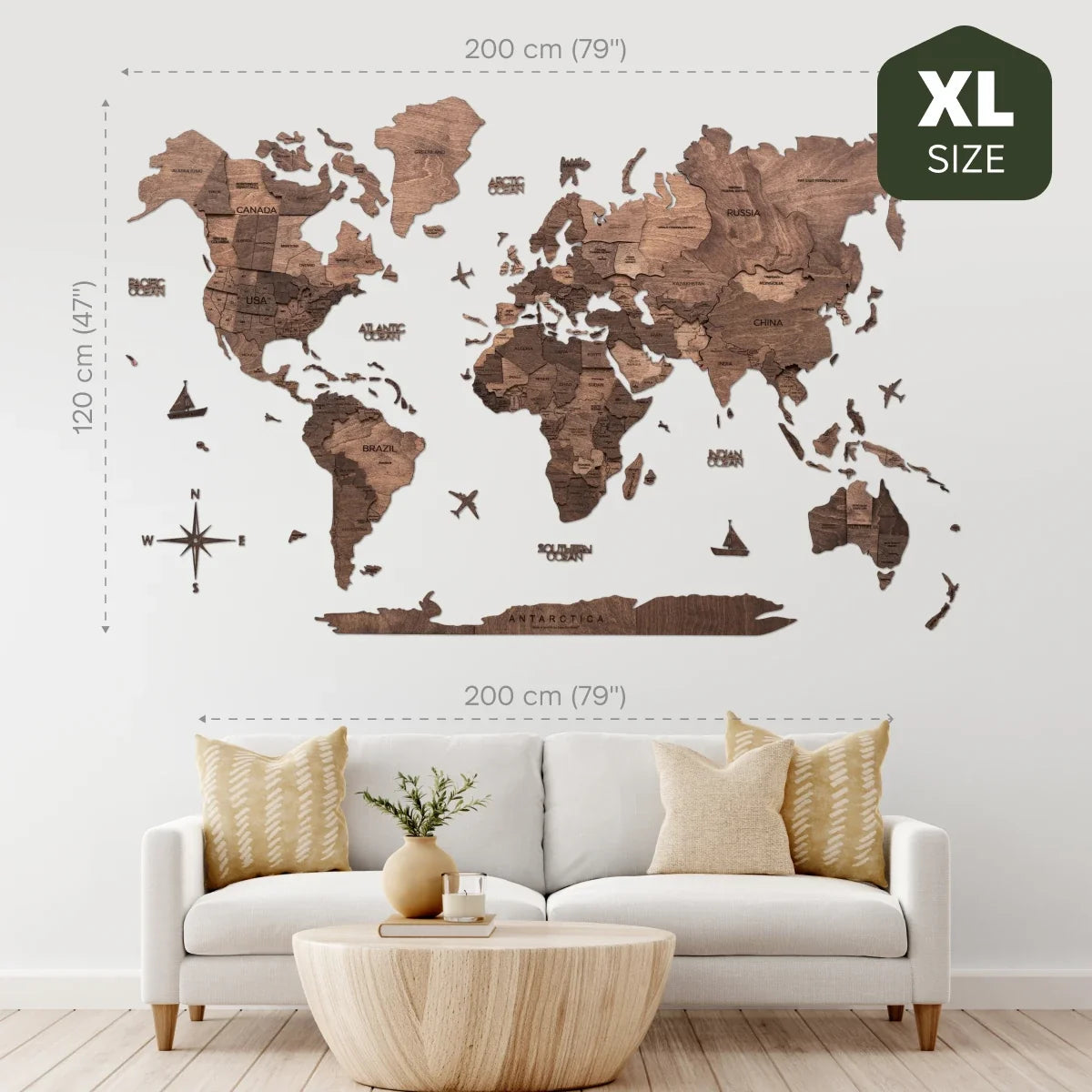 3D Wooden World Map Dark Walnut, photo 19 of 22