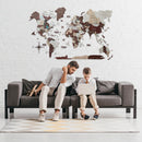 3D Luminous Colored Wooden World Map Cappuccino
