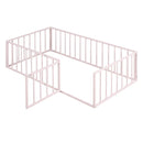 Metal Floor Bed Frame With Fence And Door by HouseOfZazla