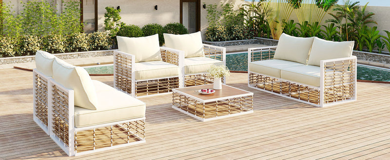 TOPMAX Modern Minimalist 7-Piece Metal Patio Sectional Sofa Set, photo 7 of 10