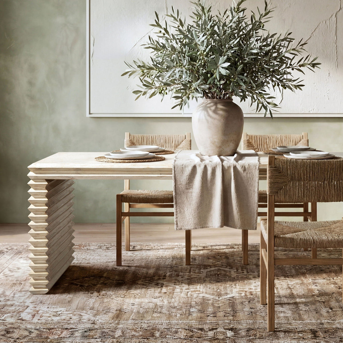 Veda - Geometric Waterfall Dining Table - White, photo 4 of 13