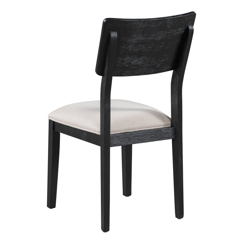 5-Piece Multifunctional Dining Table Set, Farmhouse Dining Set with Extendable Round Table,Two Small Drawers and 4 Upholstered Dining Chairs for Kitchen and Dining Room (Black)