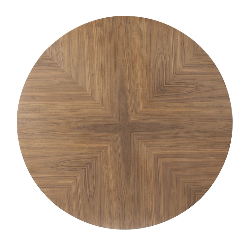 47.25" Round MDF Coffee Table End Table Short Leisure Tea Table Cross Legs Metal Base,Walnut