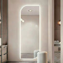 Irregular Shape LED Full Length Wall Mirror With 3 Color Dimmable Lighting - Silver