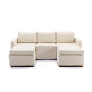 3 Seat Module Sectional Sofa Couch With 2 Ottoman,Seat Cushion and Back Cushion Removable and Washable,Cream