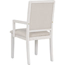 5-Piece Dining Table Set, Two-Size Round To Oval Extendable Butterfly Leaf Wood Dining Table and 4 Upholstered Dining Chairs with Armrests (Brown+White)