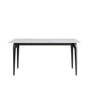 63" Modern Artificial Stone White Straight Edge Black Metal Leg Dining Table, 6 People - White / Black by HouseOfZazla