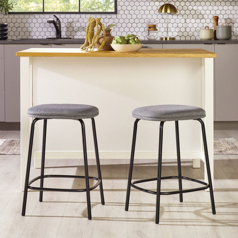 Mutt Simple Counter Stool with Upholstered Seat, Set of 2