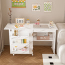4 In 1 Folding Sewing Table With Lockable Wheels, Multi Functional Craft Station - White by HouseOfZazla