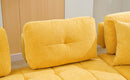 91.73" L-shaped Sofa Sectional Sofa Couch with 2 Stools and 2 Lumbar Pillows for Living Room, Yellow