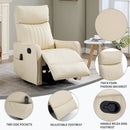 Beige Heat Massage Manual Recliner Chair with Rocker and Swivel
